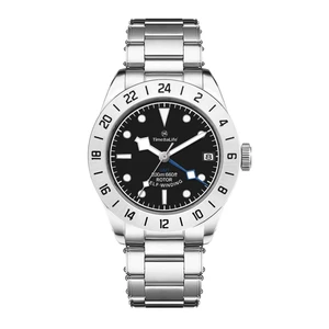 OEM Custom Logo 39mm Sapphire Crystal Glass Automatic Men's Mechanical NH34 Movement GMT Multiple Time Zones Watch with Date