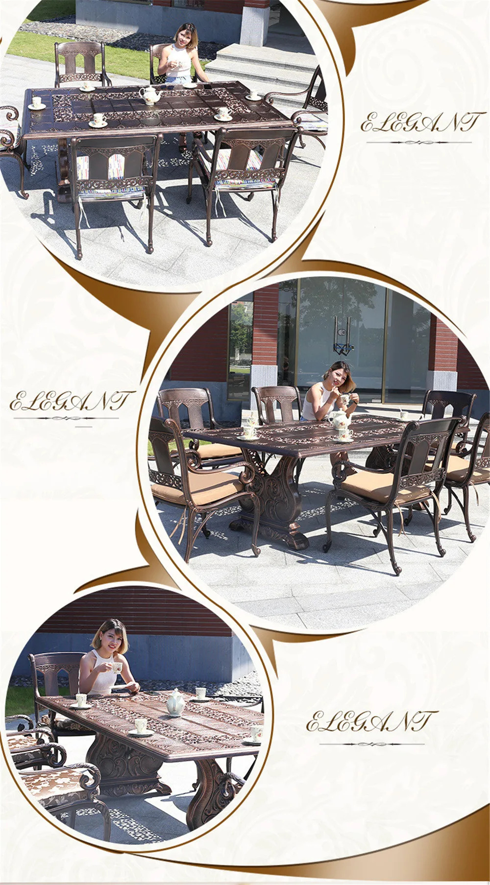 Sell 2021 outdoor new design die-cast aluminum waterproof sun block patio chairs in Bistro restaurant patio