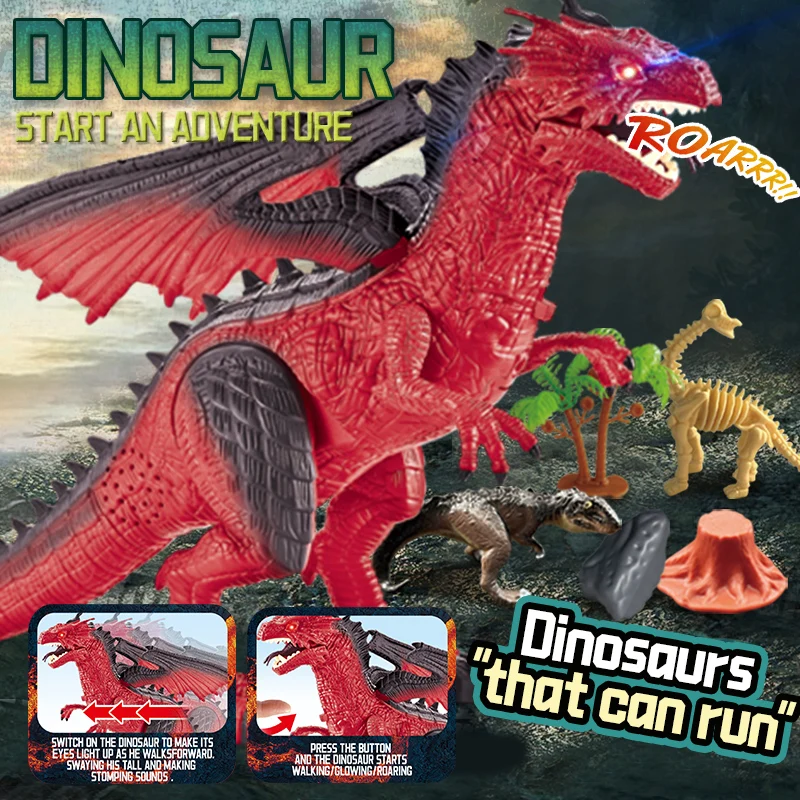 Realistic Walking Dinosaur Toys With Infrared Light Western Fire Dragon