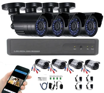 Sunivision 4CH Home Security Night Vision AHD NVR CCTV Camera Kit with 4pcs Outdoor Waterproof H.264 720P 1080P Camera
