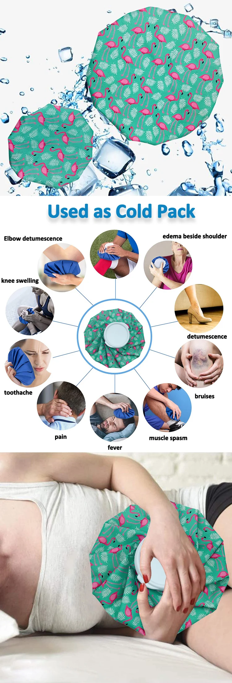 medical reusable 6/9/11 inch ice cold therapy pack cloth ice bags