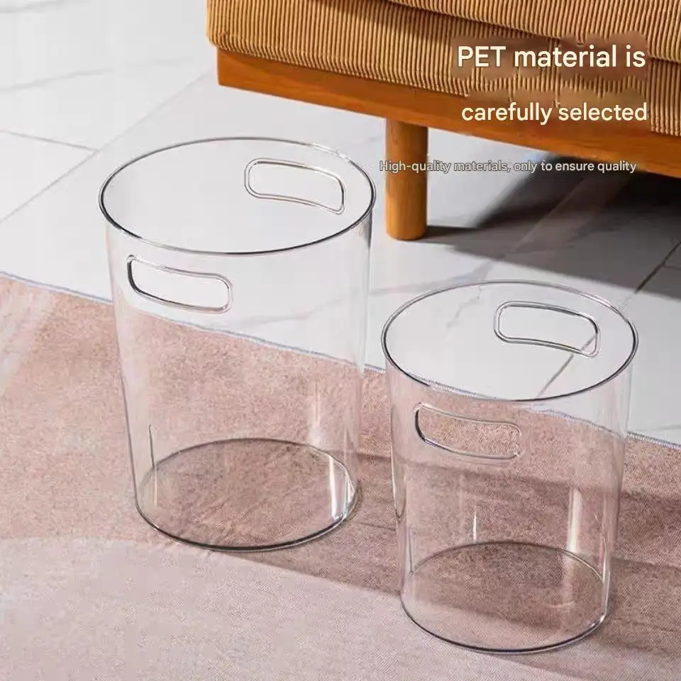 Acrylic Transparent Trash Can - High-Value Wastebasket for Home, Bedroom, and Living Room