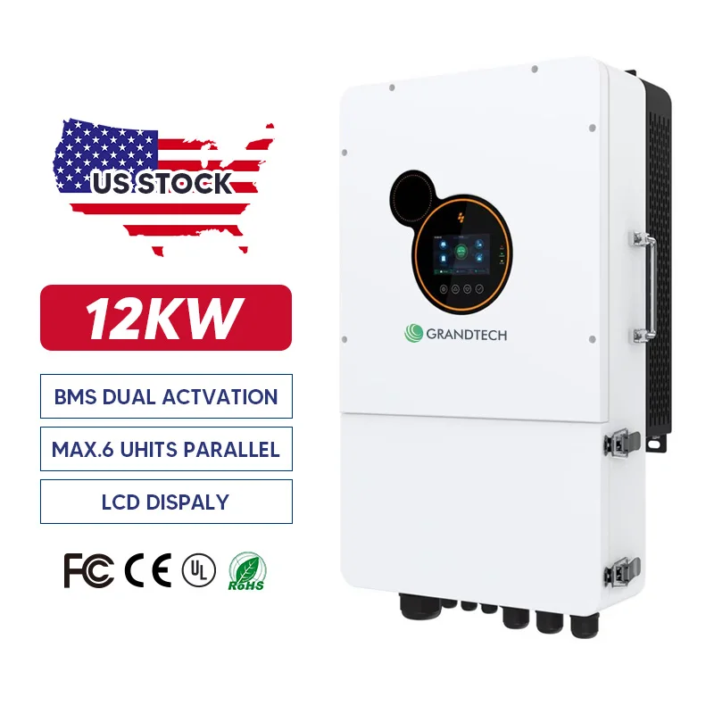 Grandtech US Model 8kw 10kw 12kw Solar Hybrid Inverter Split Phase Hybrid Solar Inverter on Off Grid Hybrid Solar Inverter
