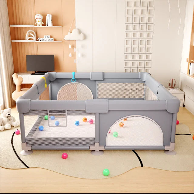 Discount Offers Double Zipper Door Baby Play Fence Oxford Cloth Baby Playpen with Frame