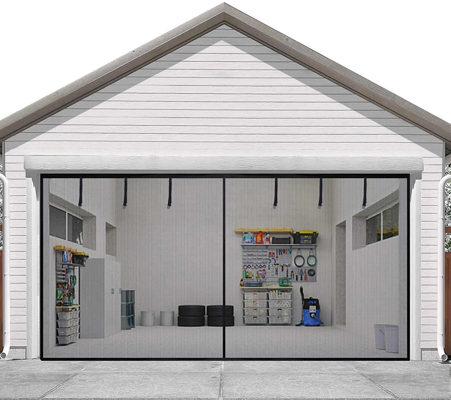 Magnetisches Garagentorgitter 3,6x3 M – Fliegengitter Mit Fiberglas Für Freihändigen Zugang