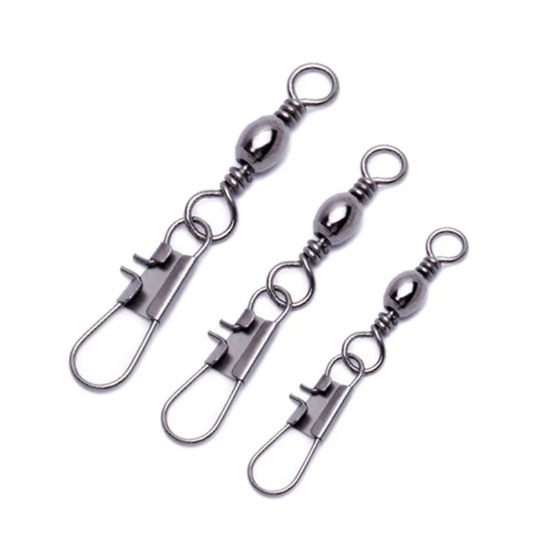 50pcs Fishing Tackle Swivels Fishing Line Connector Accessories for Freshwater Saltwater Fishing Bearing Barrel Swivels