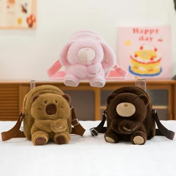 Capibala for Pink Rabbit Camera Bag Bear-Style School Shoulder Handbag and Messenger Bag