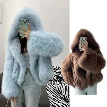 Manufacturer Real Fur Coats Wholesale Hoodie Leather Fox Fur Coat Winter Women's Coats With Fur