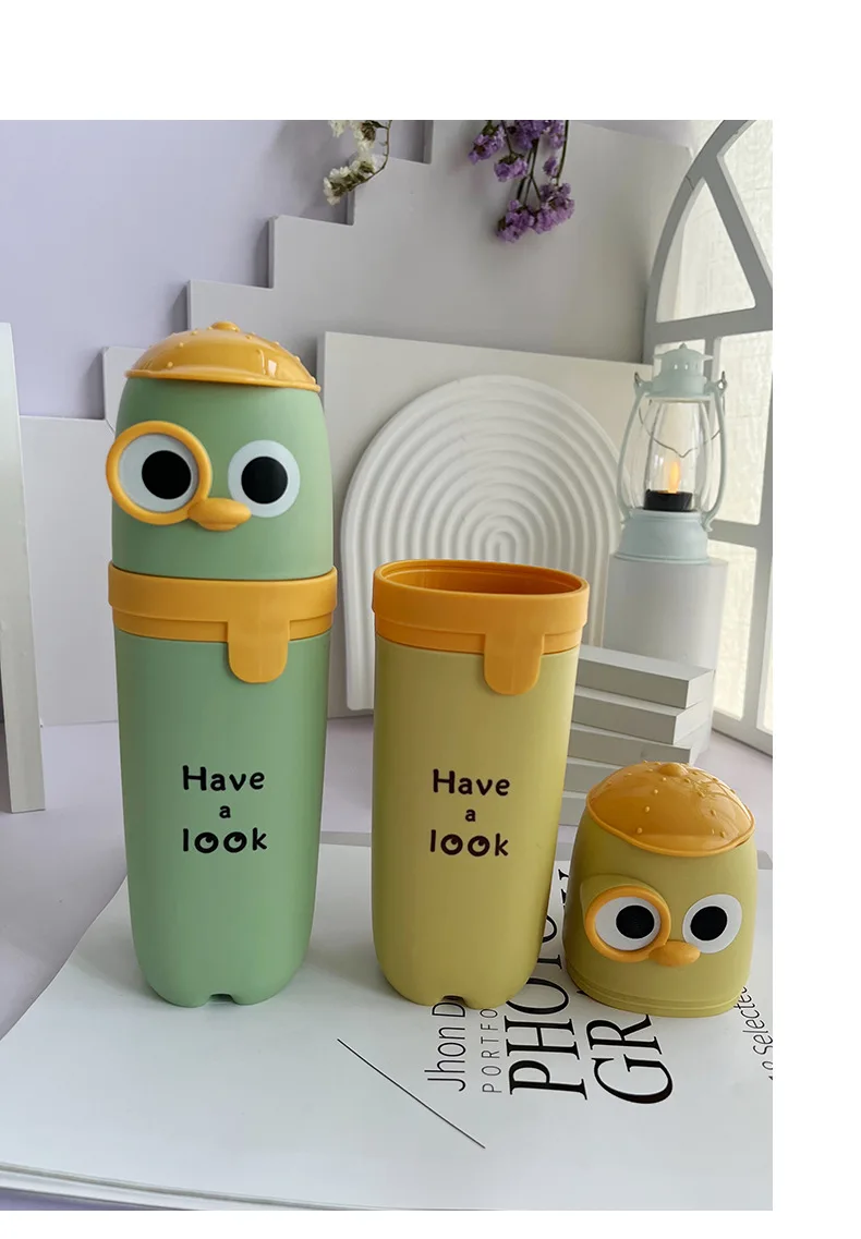 Travel mouthwash cup Cartoon Brushing cup Toothware cup set Portable family toiletry toothpaste toothbrush case details