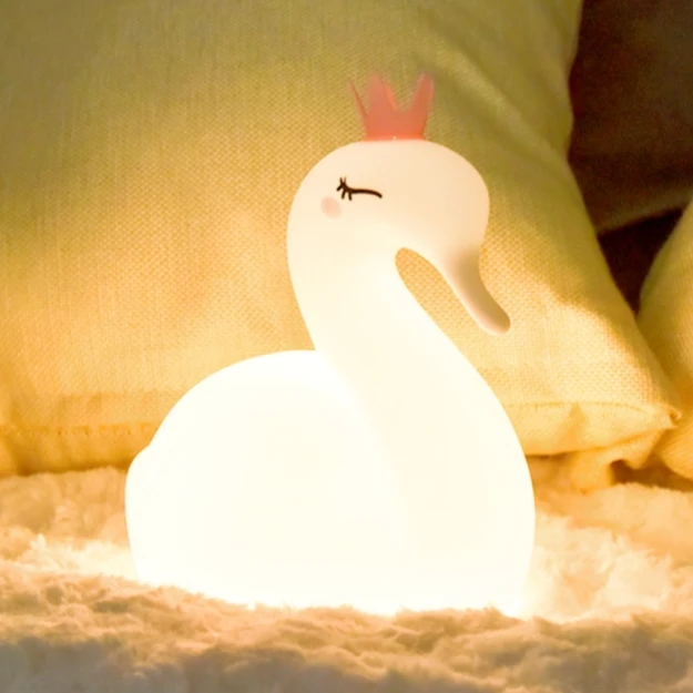 Rechargeable Swan LED Night Light Mini Silicone Touch Lamp for Babies and Kids Switch Control