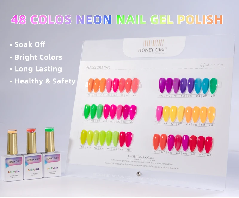 48 Color OEM Beauty Semi-permanent gel Nail Summer 15ml Neon Gel polish Set Nails Suppliers Custom Uv Gel factory