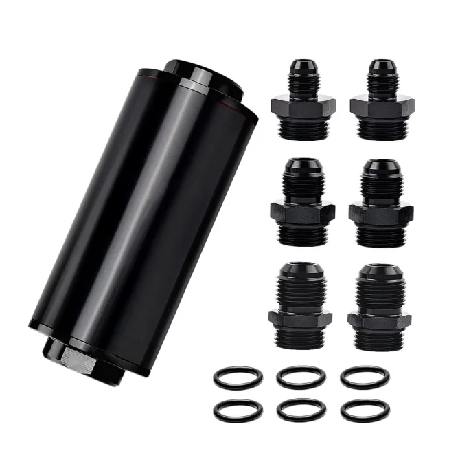 Motorsport Inline Kraftstofffilter 50mm Mit Adapter AN6 AN8