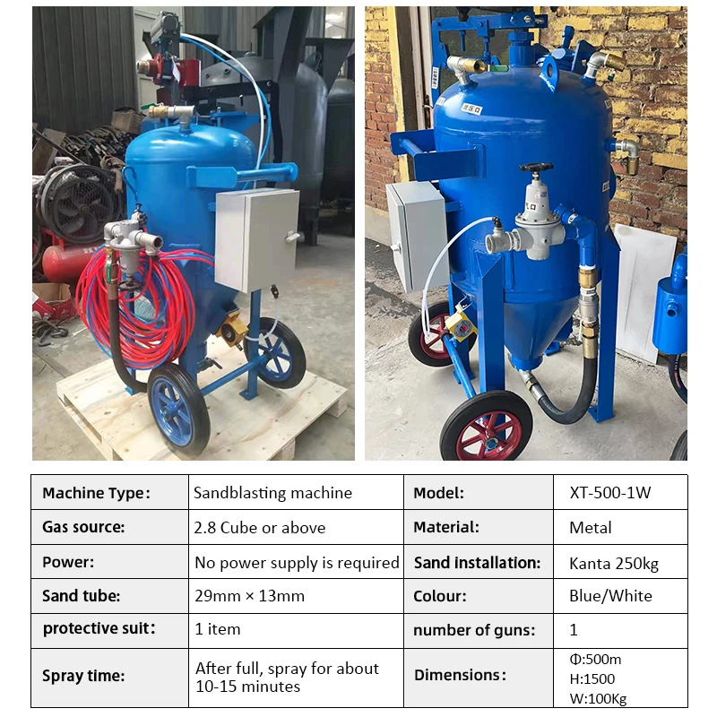 Rust Remove High Pressure Wet Mobile Sandblaster Pot Manual Sand Blasting Machine Tank