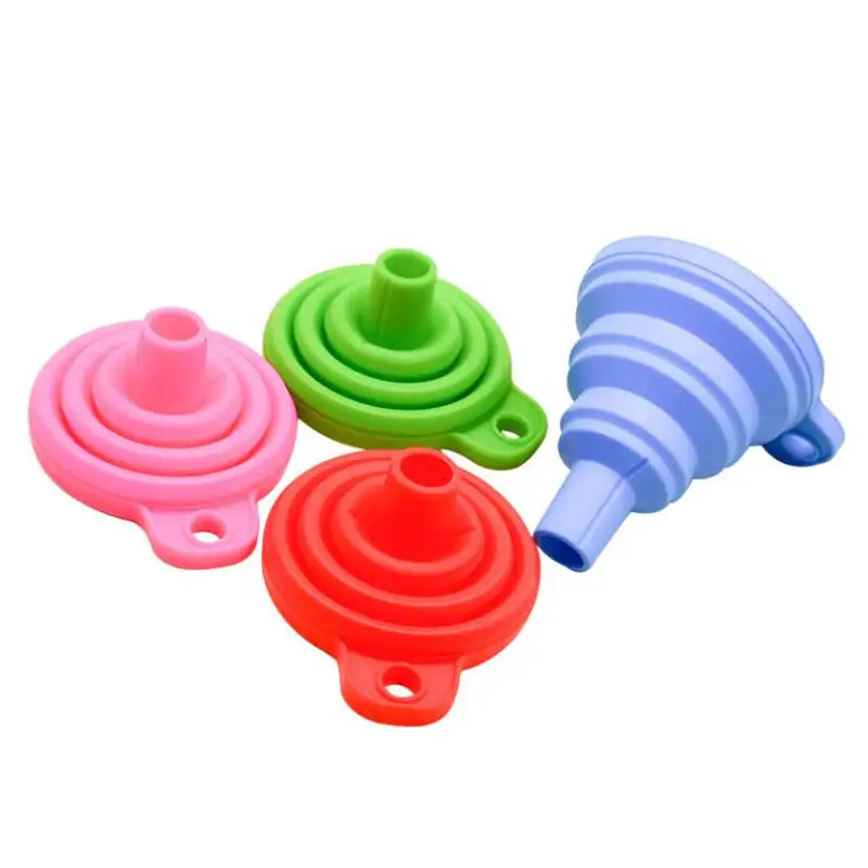 Kitchen Collapsible Mini Silicone Funnel Folding Silicone Rubber Funnel Color Box Multifunction Utensils Home Kitchen Cooking