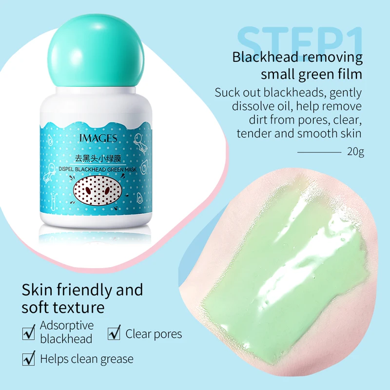 OEM ODM IMAGES Remove Black Head 2 Steps Set Skin Care Oily Skin Green Aloe Vera Acne Treatment Black Mask
