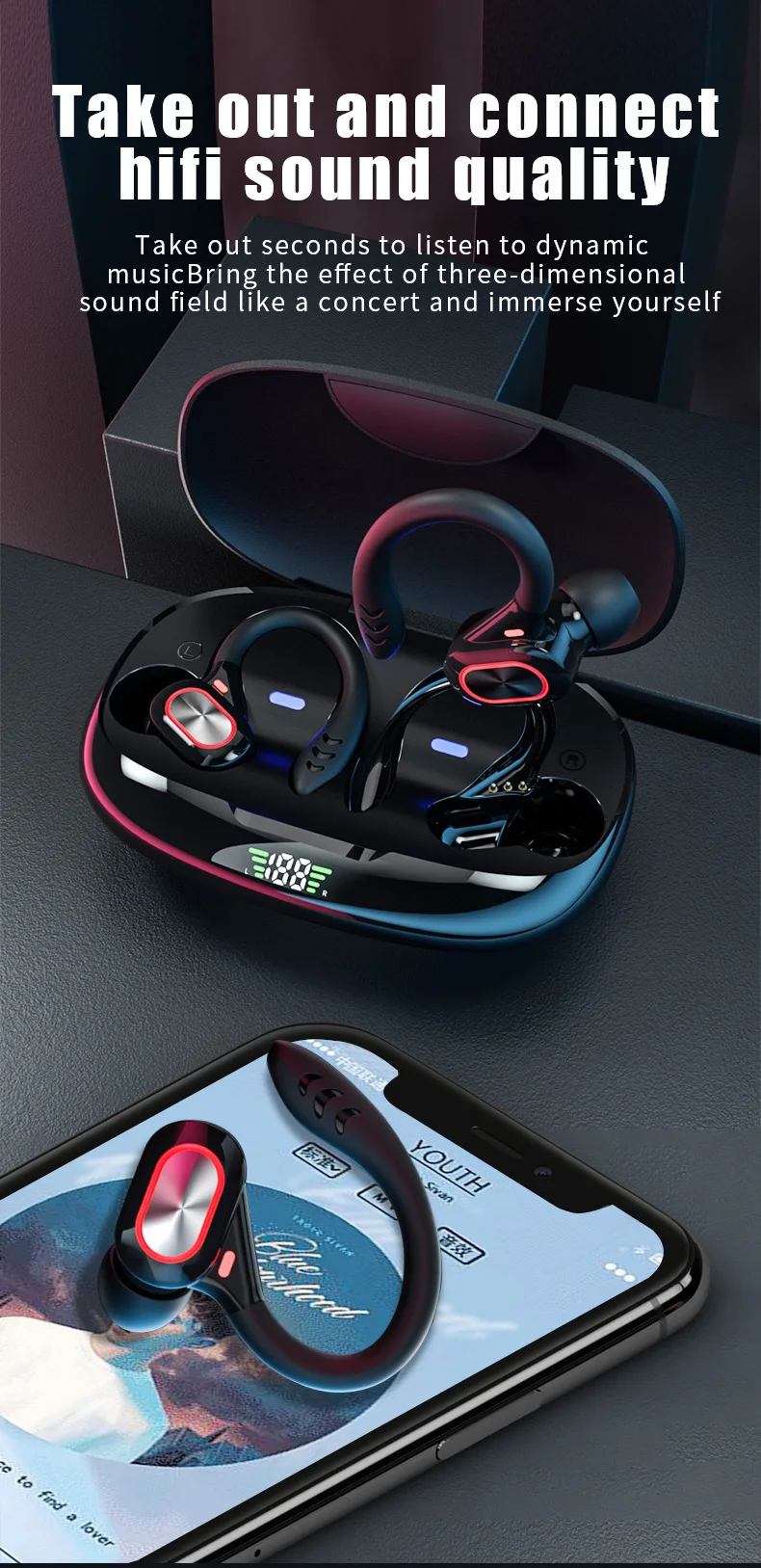 Vv2 Tws 5.0 Wireless Earphone Headphone Headset With Led Display Gaming