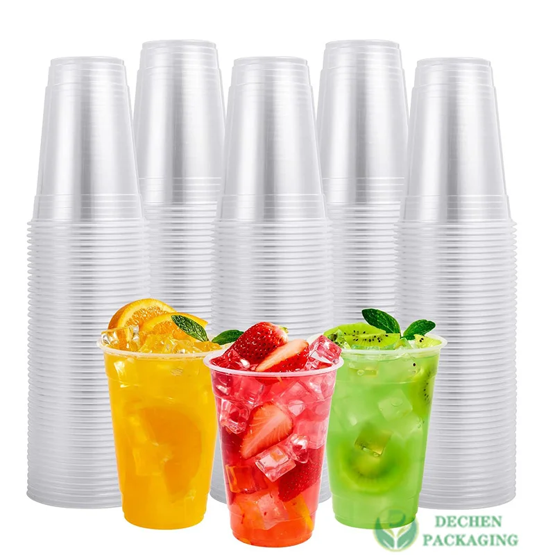Plastic Juice Cups Bubble Tea Pet Transparent Cup