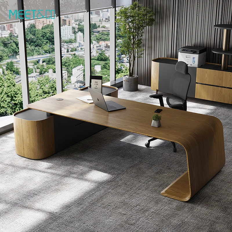 Wholesale Customizable Luxury Modern Boss Table Desk Wood Office Table With Elegant Design for Boss or Executive Use
