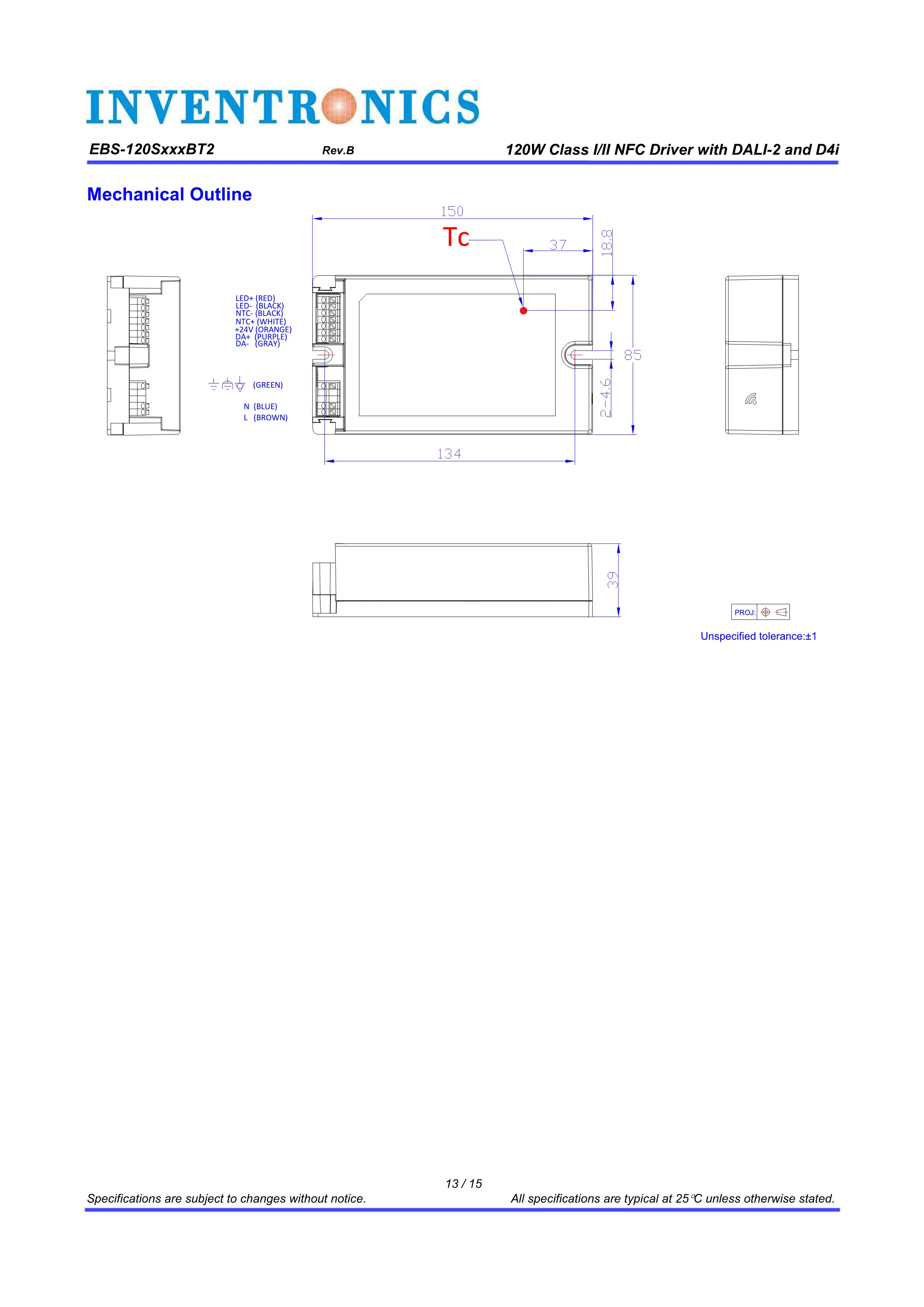 Driver Inventronics Led Driver Ebs-120s105bt2 120w 176-305vac 700ma ...