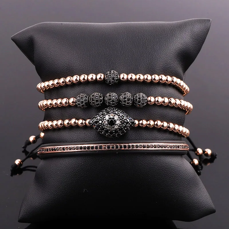 High Quality Stainless Steel Beads CZ Charm Bracelet Anil Arjandas Design  Macrame Bracelet Set for Men Women