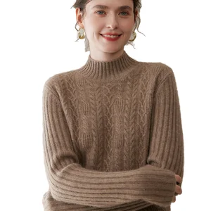 Women's Casual Style New Ladies' Knitted Sweater Warm and Comfortable Solid Pattern for Winter