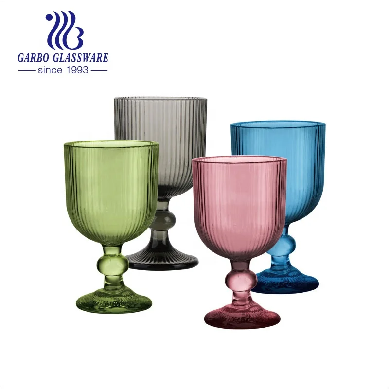 New H Pattern Glass Goblet with Solid Color Wine Glass Cup Food Grade Safe Glass Water Cup Engraved Luxury glassware