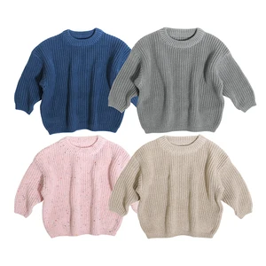 Wholesale Low Price  Knit Sweater Infant Knitwear Solid Color Long Sleeve Pullover Basic Warm Baby Sweater