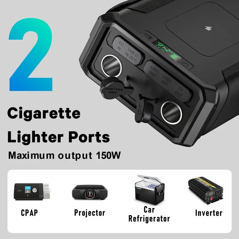 Chargeur sans fil 10W, batterie externe haute capacité 96000mAh pour  congélateur, réfrigérateur, station d'alimentation 12V