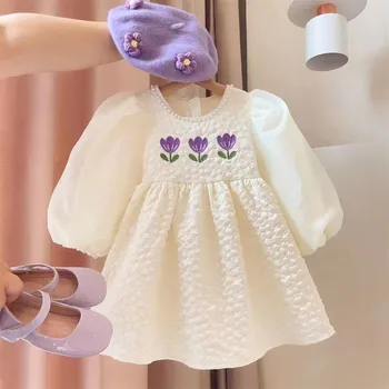 Girls' Stylish Princess Dress 2025 Autumn New Style Korean-style French Dress Children's Dress