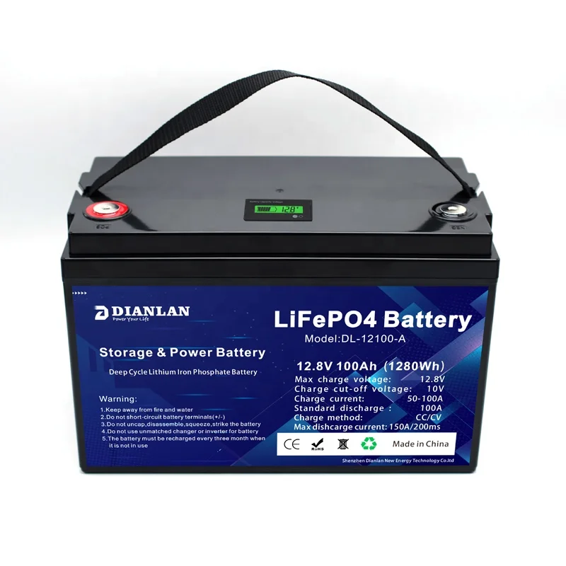 Lithium Batteries 12V 100Ah Lifepo4 Smart BMS LCD Voltage Display 12v 200ah Lifepo4 Battery 12V