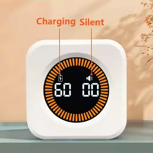 Visual Cube Timer 5/10/25/50 Minutes and Custom Countdown Productivity Timer Pause Silent Vibrate and Adjustable Sound Alarm