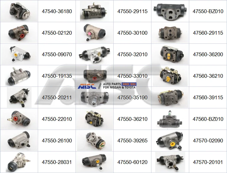 AISC Auto Parts  Brake Slave Cylinder Brake Wheel Cylinder  for Nissan  TOYOTA 44100 47510 47520 47530 47540 47550 47560 47570