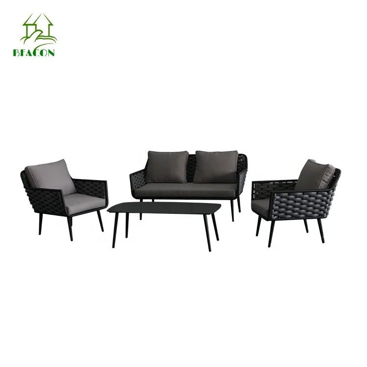 Simple Leisure Popular 2022 New Design Affordable Garden Backyard Sofa Aluminum Frame Rope Woven Outdoor Sofa Set