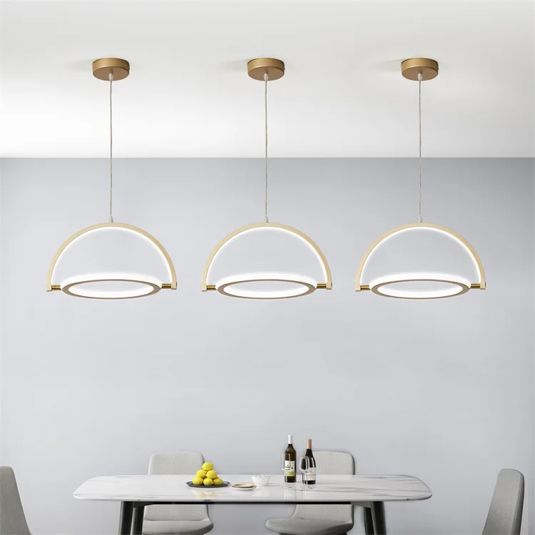 Индивидуальный дизайн, линия, круглая лампа, гостиная, спальня, ресторан, дистанционное управление, 40 Вт, современные золотые светодиодные люстры в скандинавском стиле