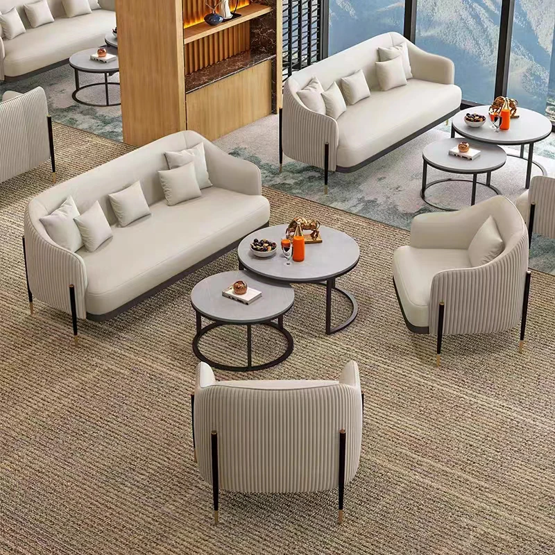 Modern Design Salon Sofa Set Microfiber Fabric Hotel Style