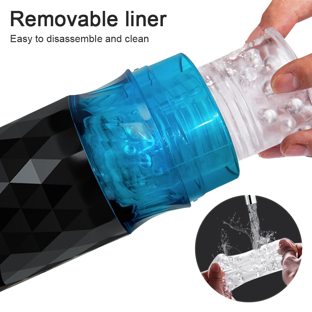 ALWUP 10 Speeds Telescopic & Rotating Male Masturbator Cup Soft Silicone Pussy Sex Toys Electric Sex Toys Massager