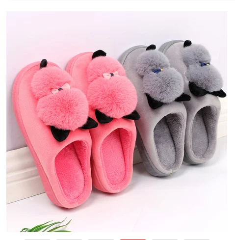 Winter Warm Home Slippers Women Shoes Cute Cartoon Indoor Plush