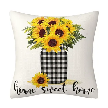High Quality Sunflower Pillow Cases 100% Polyester Cotton Low Price Low MOQ Solid Sublimation Home Hotel Hospital Knitted