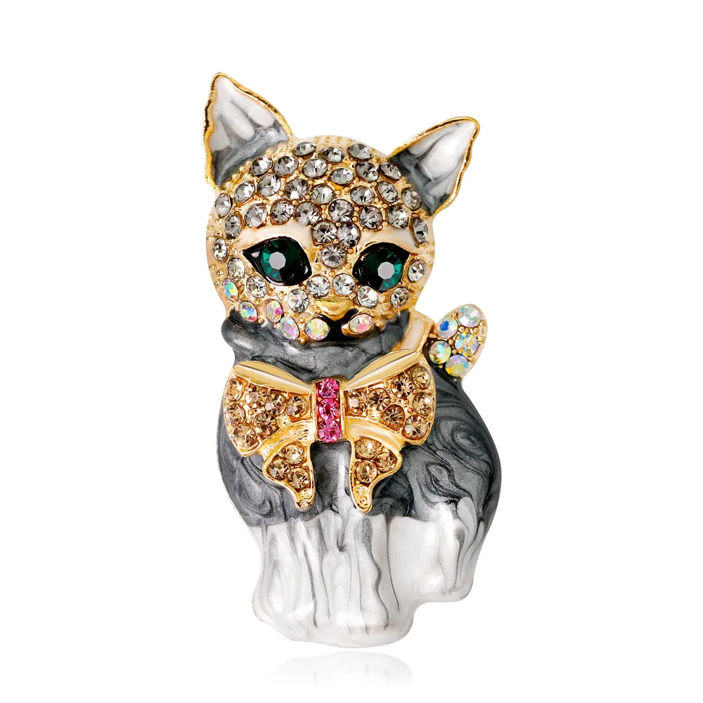 Best Seller Designer Inspired Cute Animal Brooch Green Eye Pink Bow Cat  Brooches With Metal - Buy Brooches Cat,Cute Brooch,Crystal Animal Brooch  Product on Alibaba.com