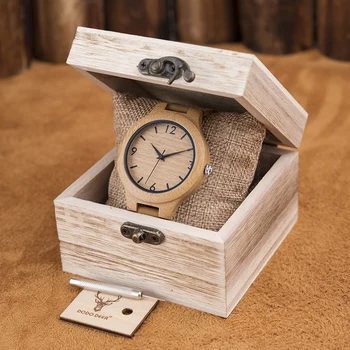 Custom logo men fashion business wooden bamboo watches waterproof luxury quartz wrist wood watches
