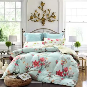 Bedroom Sets Sheets Flower Comforter Bed Sheet Set White Bed 5 Pieces Blue Floral Water Washing Sanding Queen Sheet Set