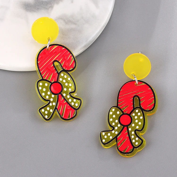 Free sample wholesale Halloween funny styles plastic earrings Christmas horror personality custom acrylic earring factory