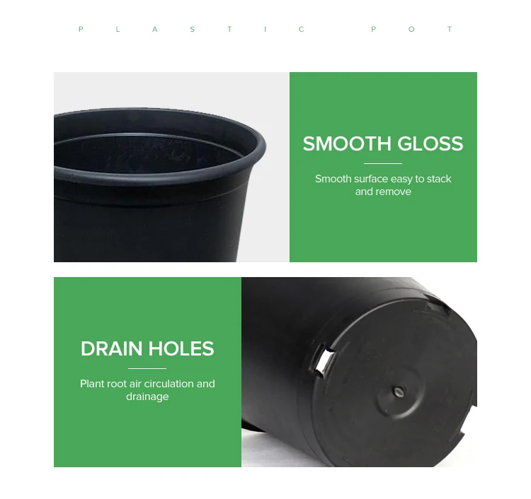 Cheap Price Multiple Specifications Garden Black Plastic Flower Pot