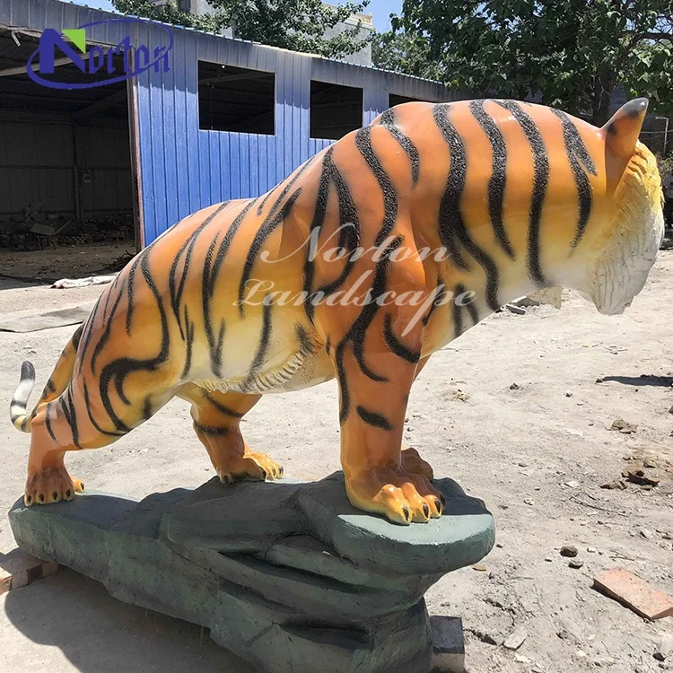 リアルな虎の彫刻｜庭や公園の装飾に最適な銅製像販売