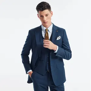 Senior British Style Striped Suit Customized Men's Formal Wedding Groom Business Single-breasted High-grade Three-piece Suit