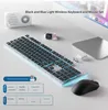 Negro plateado [Teclado inalámbrico con luz azul]+Ratón