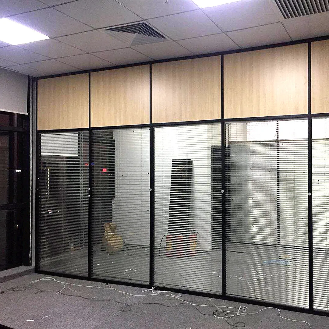 Office Glass Partition Single Double Fixed Glass Wall Partitioning Glass Wall With Flush Door Design