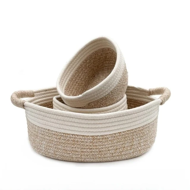 Hot Selling Custom Home Storage And Organizing Container Woven Foldable And Washable Cotton Rope Storage Basket