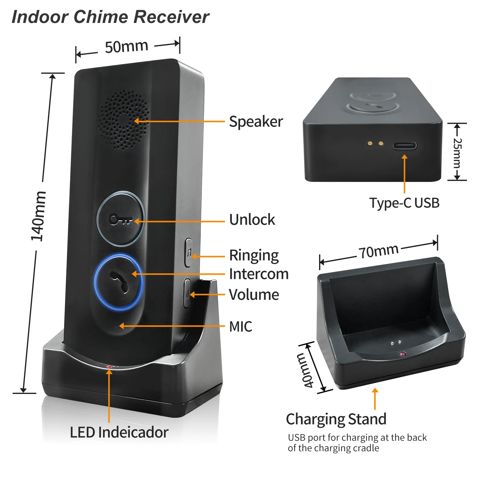 Wireless Voice Intercom Super Long Range Wireless Doorbell 2-Way Audio ...