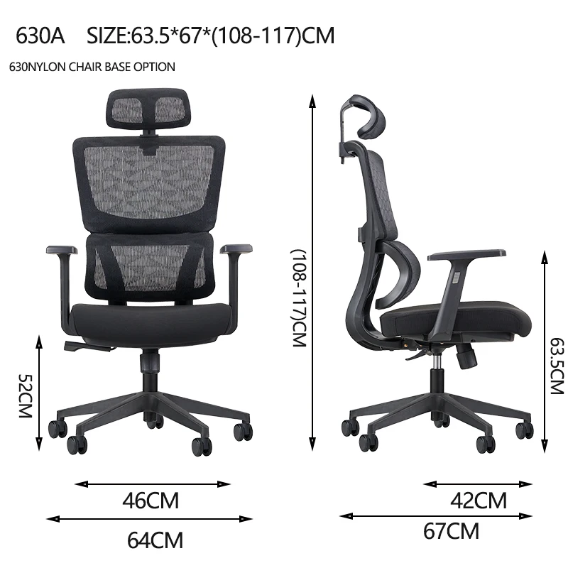 High Quality Comfortable Executive Furniture Computer Designer Swivel Recliner Ergonomic Fabric Office Chair with footrest details